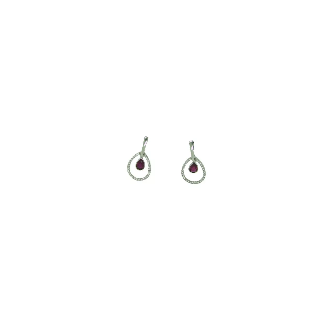 Pendientes oro blanco brillantes 0.18k rubi - 375222