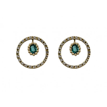 Arracades Bohemme or groc 18k brillants 0.22k maragda - 4UFO002EES