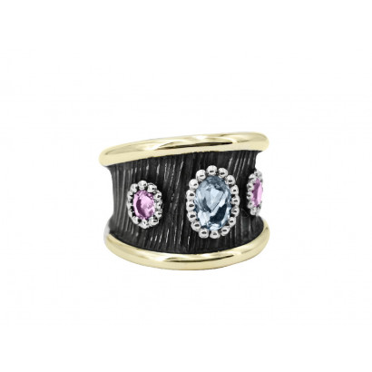 Anillo Bohemme plata oro amarillo topacio azul amatista - 7ALE001RTA16