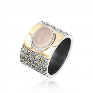 Anillo Sunfield plata oro cuarzo rosa - AN062730/15