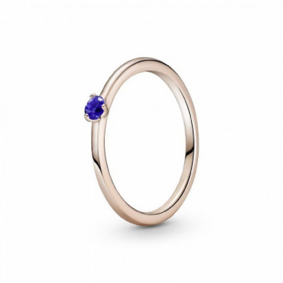 Anillo Pandora plata rose circon azul - 189259C04