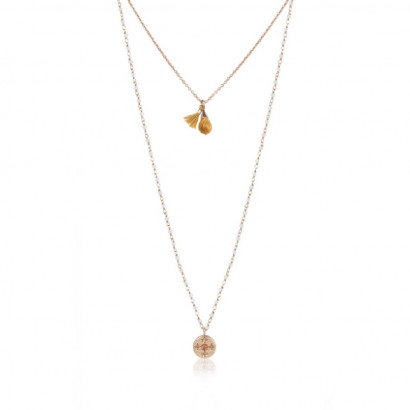 Collar doble Sunfield plata rose citri zircon - CL062763