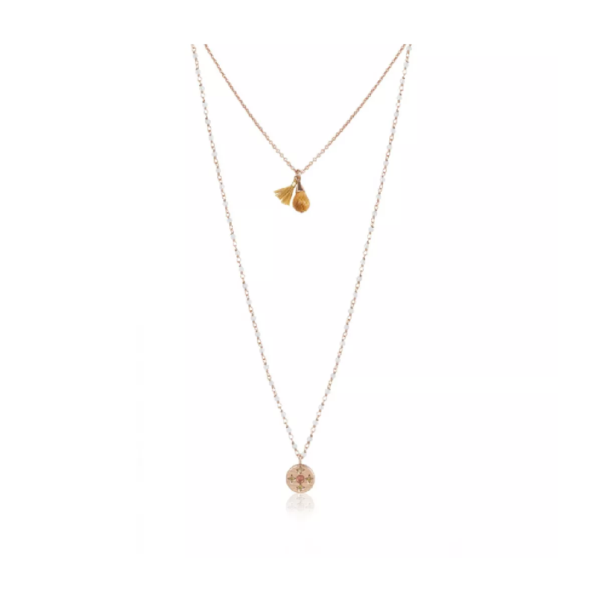 Collar doble Sunfield plata rose citri zircon - CL062763