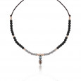 Collar Sunfield plata cuarzo opalo onix nylon - CL062642