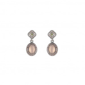 Pendientes Sunfield plata cuarzo rosa y circon - PE062090/15