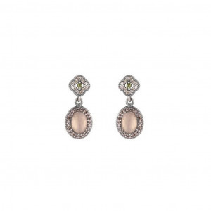 Pendientes Sunfield plata cuarzo rosa y circon - PE062090/15