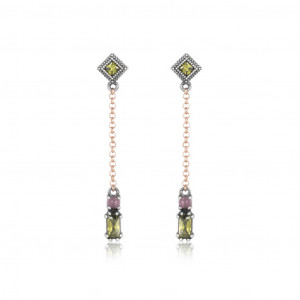 Pendientes Sunfield plata rose cuarzo pink - PE062641