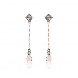 Pendientes Sunfield plata rose cuarzo rosa - PE062643