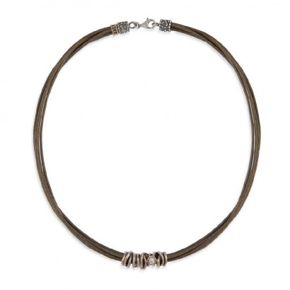 Collar Platadepalo plata bronce cuir - WN096X