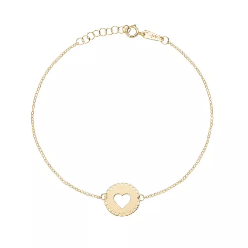 Polsera or groc 9kt motiu cor calat - AU9BRCUVG3