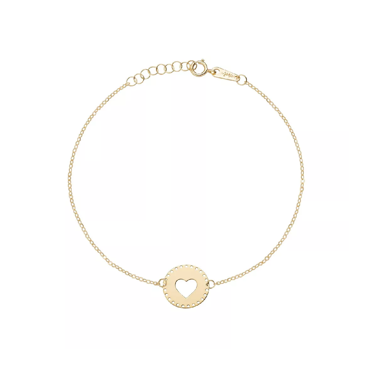 Polsera or groc 9kt motiu cor calat - AU9BRCUVG3