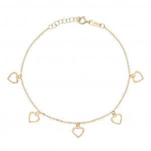 Pulsera Amen oro amarillo 9kt 5corazones calados - AU9BRMCUG