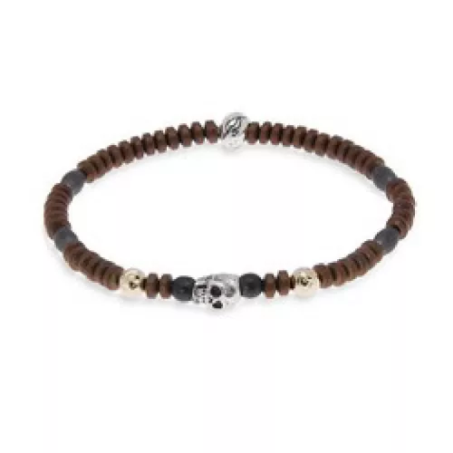 Polsera Platadepalo plata calavera hematites - SB051X