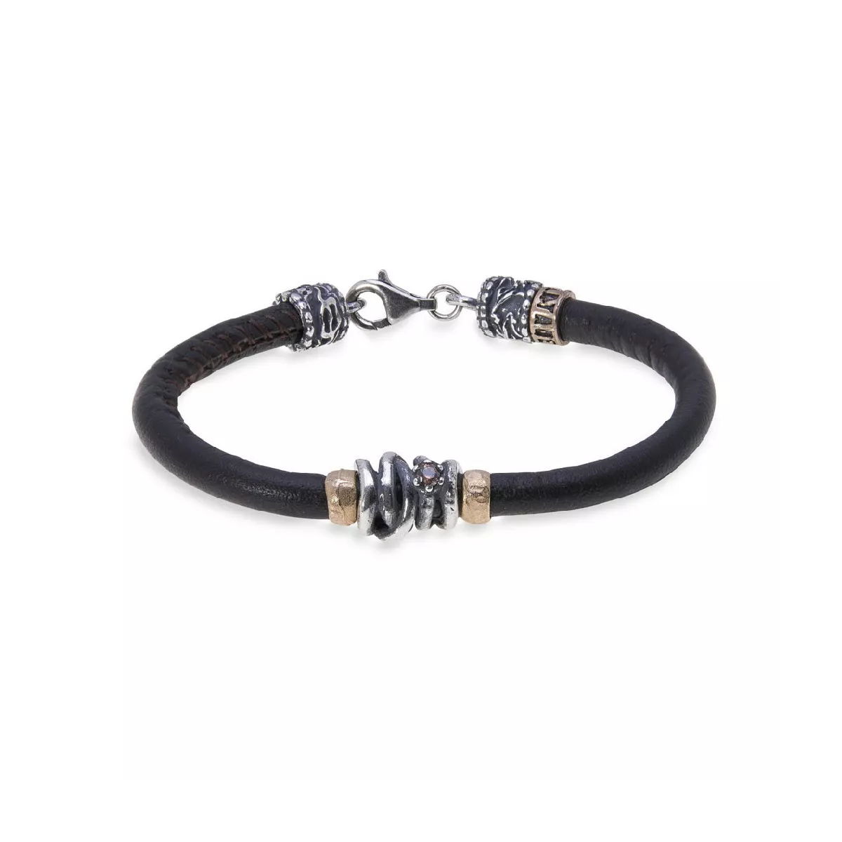 Polsera Platadepalo plata bronce zircon pell - WB265X