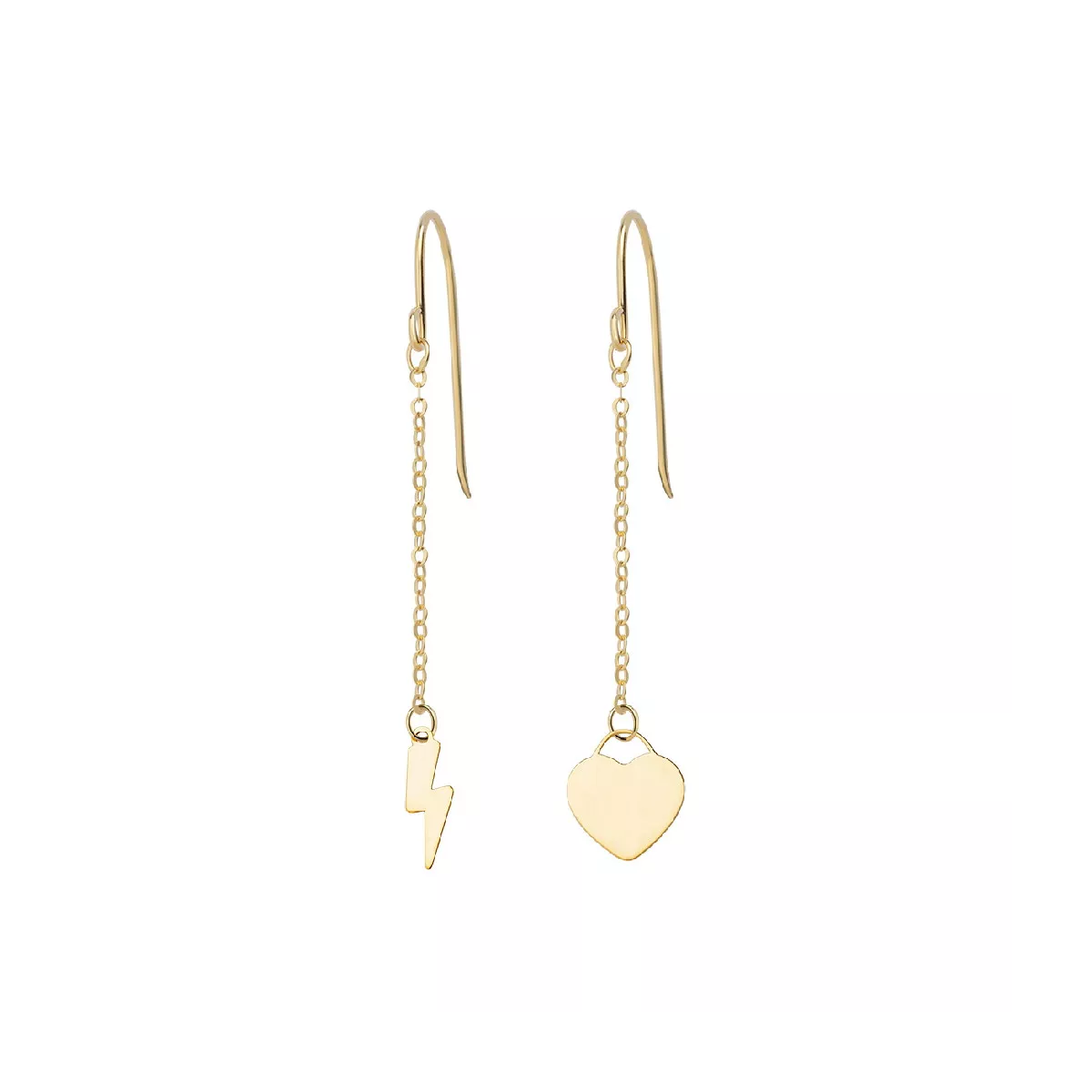 Pendientes oro amarillo 9kt corazon y rayo - AU9ORCFG1