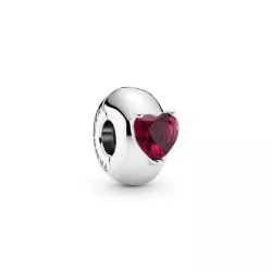 Clip Pandora plata zircon  cor vermell - 799203C01