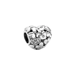 Charm Pandora plata cor circon  - 791061C01