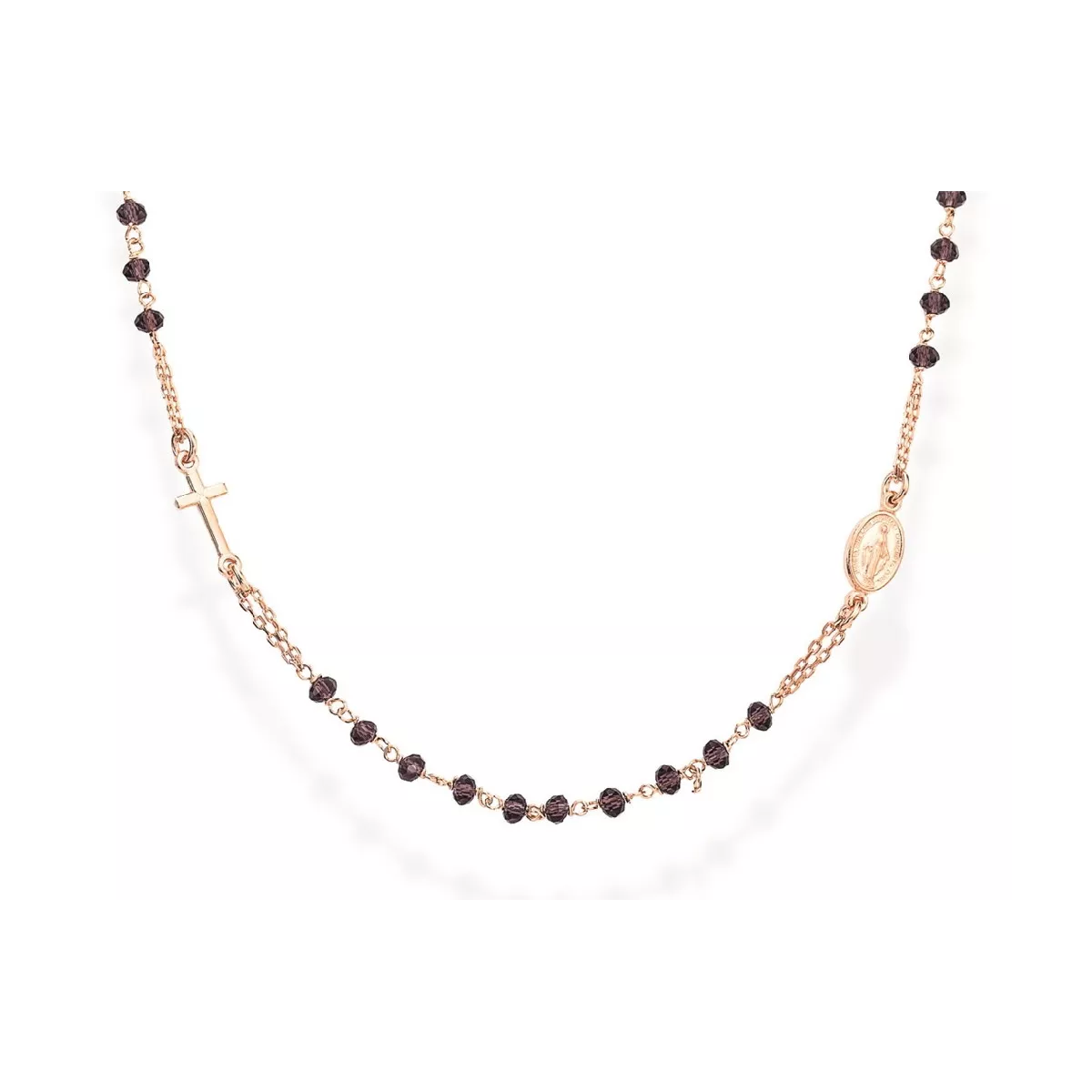 Collar Amen plata rose creu i medalla - CRORL3