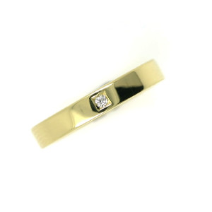 Anillo oro amarillo 18k 3.8mm plano 1 brillante - AL023B