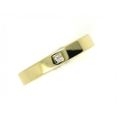 Anillo oro amarillo 18k 3.8mm plano 1 brillante - AL023B