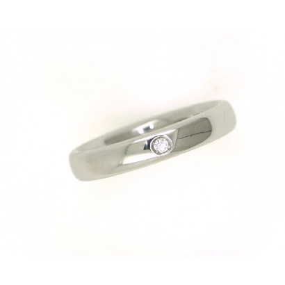 Anell or blanc 18k atmetllat 3.7mm 1 brillant - AL0127B