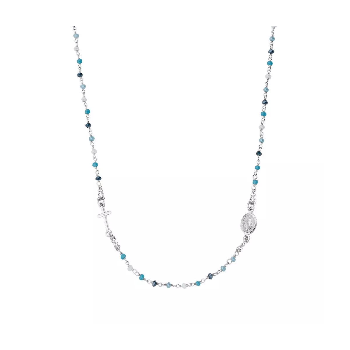 Collar Amen plata creu i medalla zircon - CRO25BMUB3