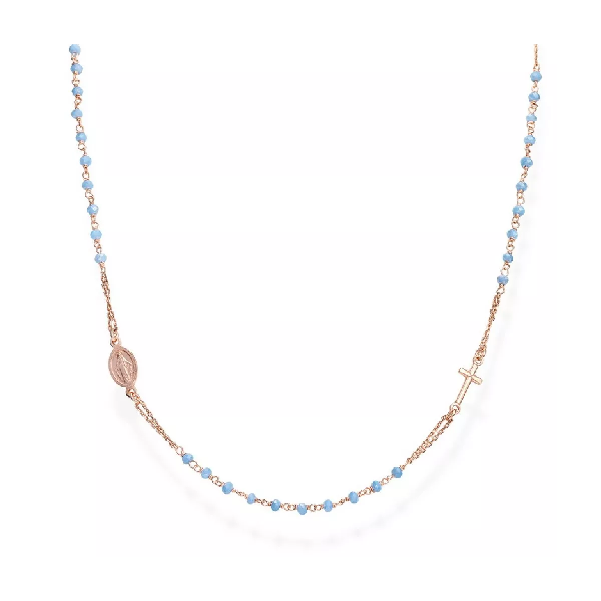 Collar Amen plata rose creu i medalla zircon lila - CRO25RCE3