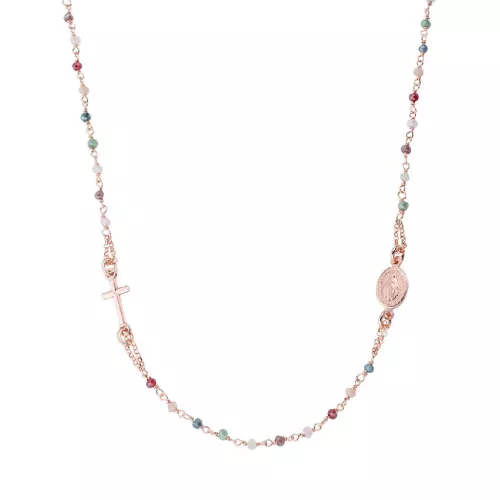 Collar Amen plata rose creu i medalla - CRO25RMU3