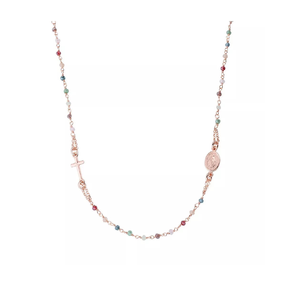 Collar Amen plata rose creu i medalla - CRO25RMU3