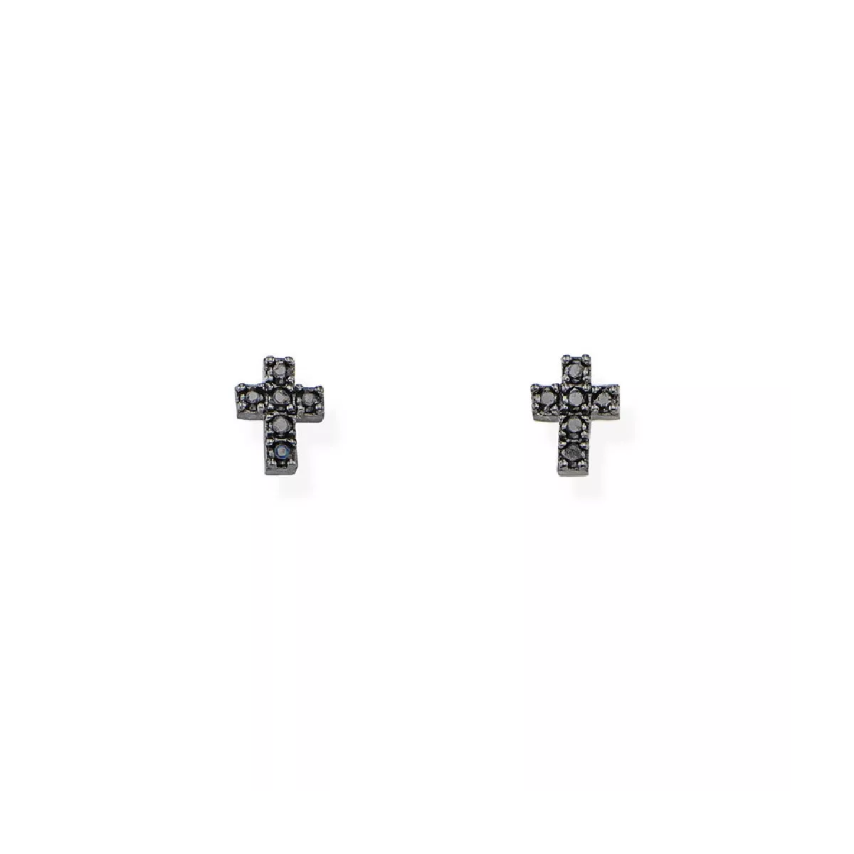 Arracades Amen plata creu zircon negre - ORCRZN
