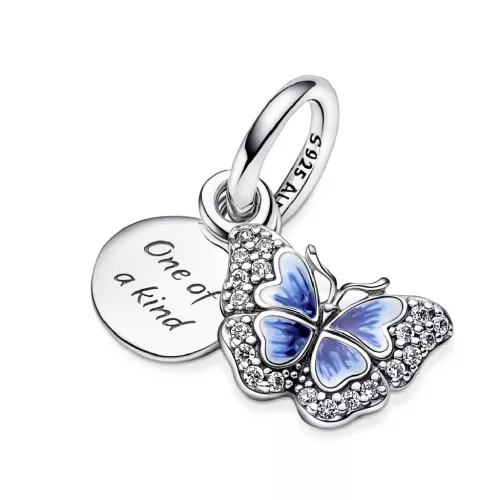 Charm Pandora plata papallona  zircon esmalt blau i blanc - 790757C01