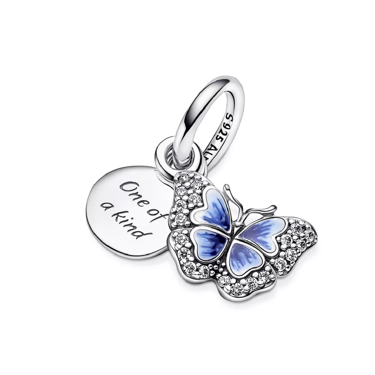 Charm Pandora plata papallona  zircon esmalt blau i blanc - 790757C01