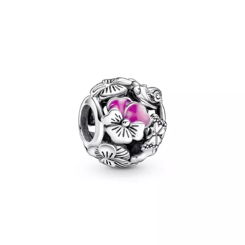 Charm Pandora plata flors esmalt rosa - 790759C01