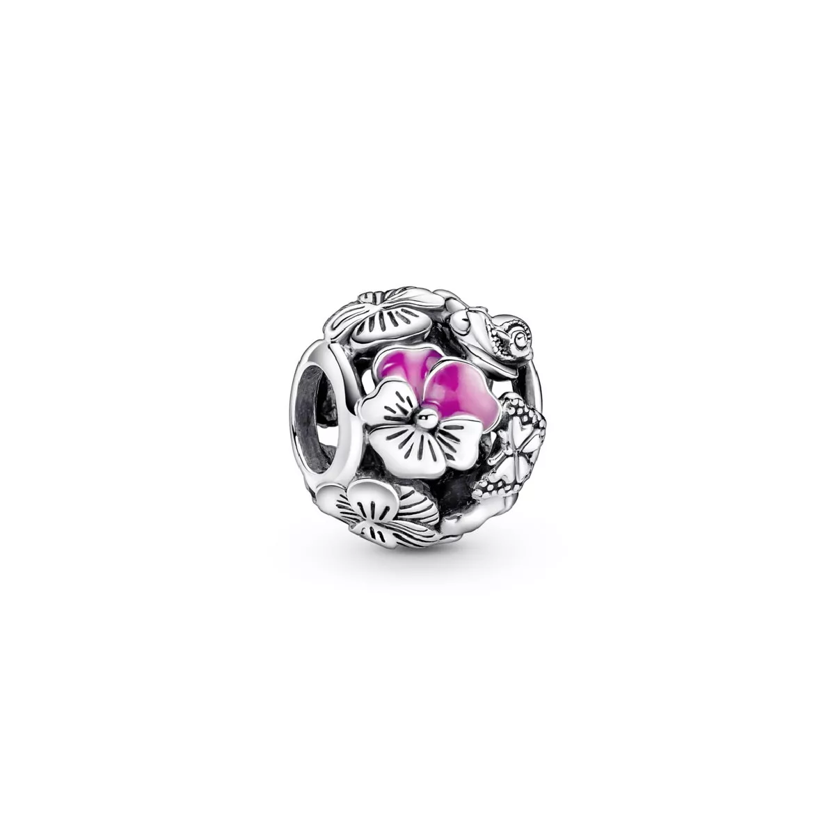 Charm Pandora plata flors esmalt rosa - 790759C01