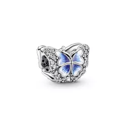 Charm Pandora plata papallona esmalt blau i blanc zircon - 790761C01