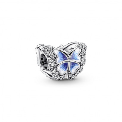 Charm Pandora plata papallona esmalt blau i blanc zircon - 790761C01