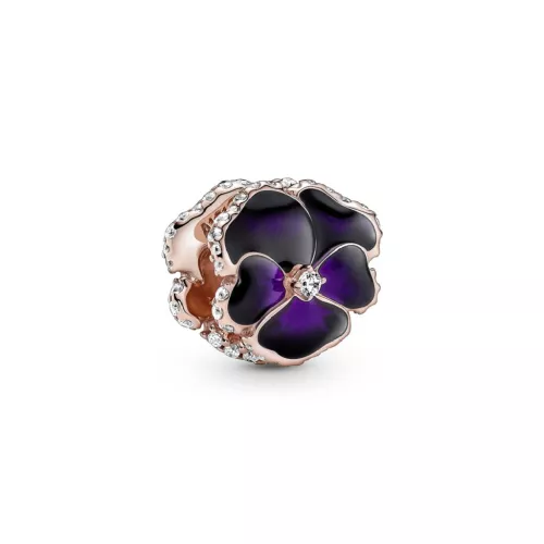 Charm Pandora plata rose flor pensament zircon esmalt lila - 780777C01