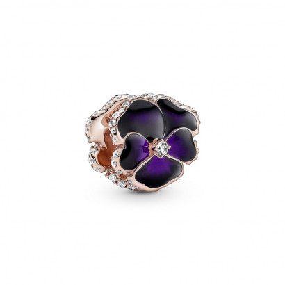 Charm Pandora plata rose flor pensament zircon esmalt lila - 780777C01