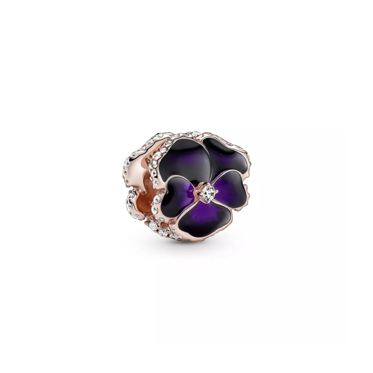 Charm Pandora plata rose flor pensament zircon esmalt lila - 780777C01