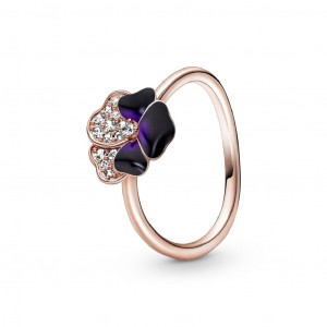 Anillo Pandora plata rose flor pensamiento esmalte lila zircon  - 180764C01