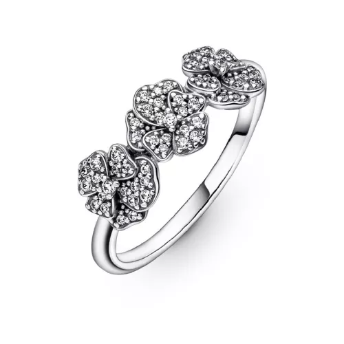 Anell Pandora plata 3 flors zircon - 190786C01