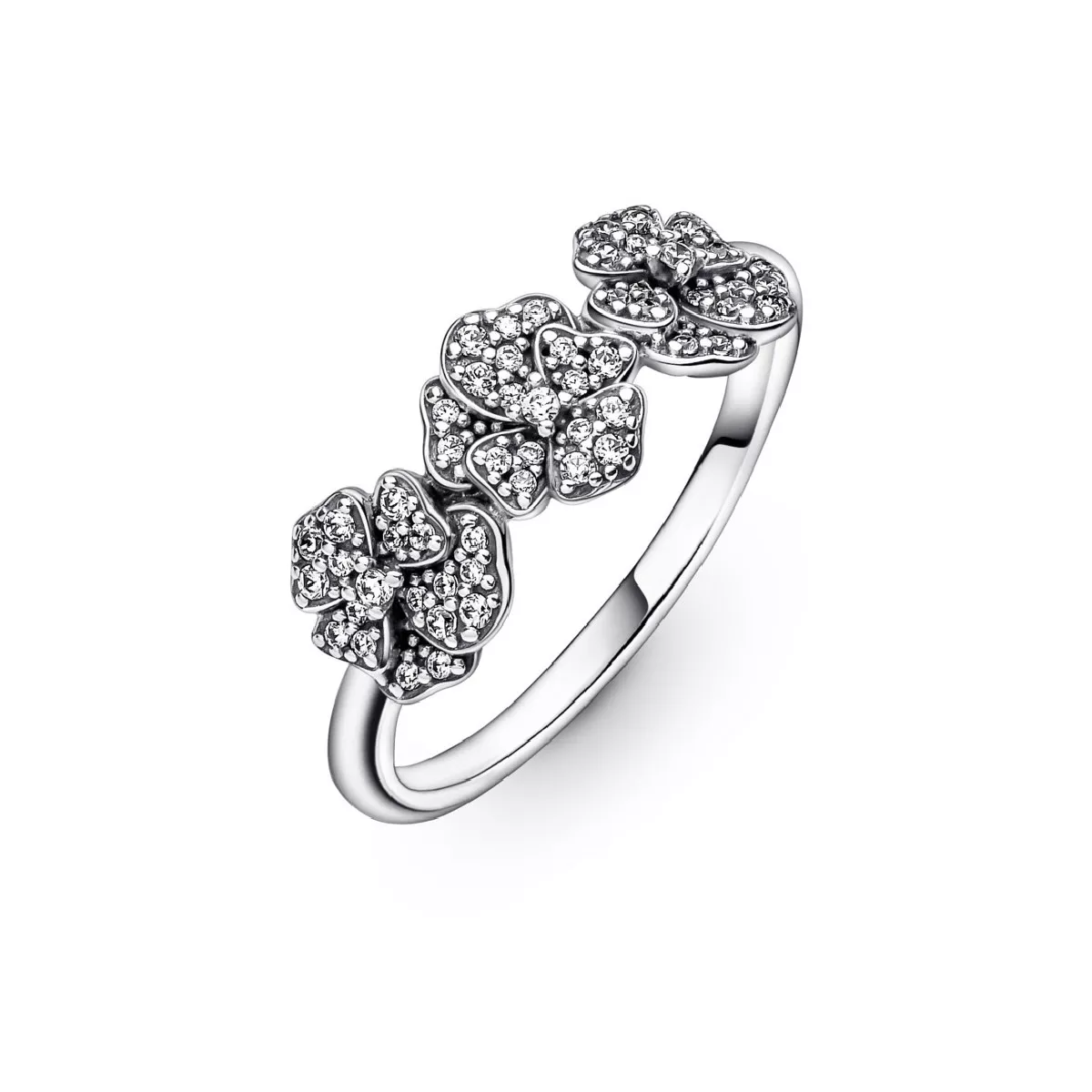 Anell Pandora plata 3 flors zircon - 190786C01