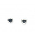 Pendientes oro blanco boton rosca corazon - 7158PTE
