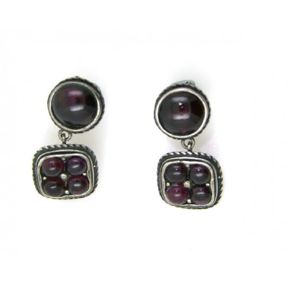 Arracades Platadepalo plata granat - EM1