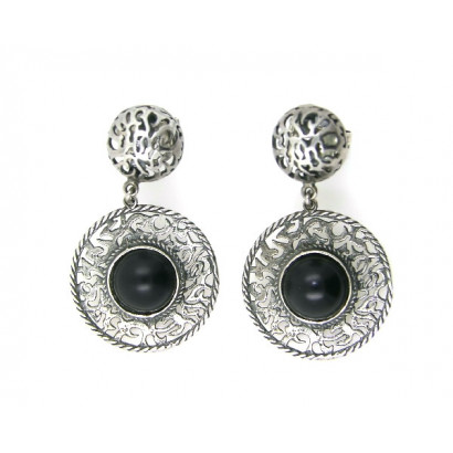 Arracades Platadepalo plata onix - EM15N