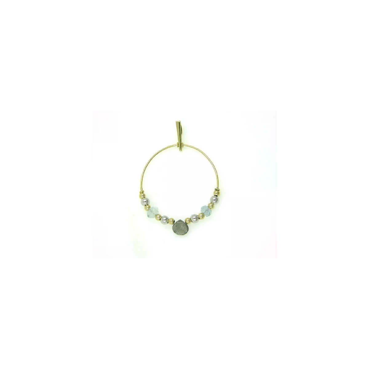 Colgante oro amarillo-blanco 18kts aguamarina