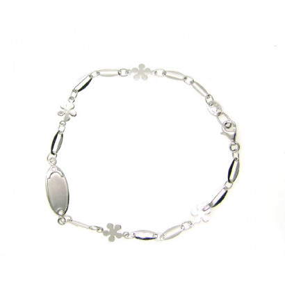 Polsera or blanc 18k placa 4 flors 2.45g 18cm