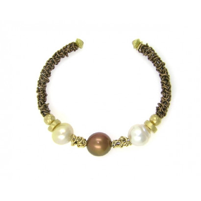 Polsera or groc 18kts perla cultivada acer - 40504