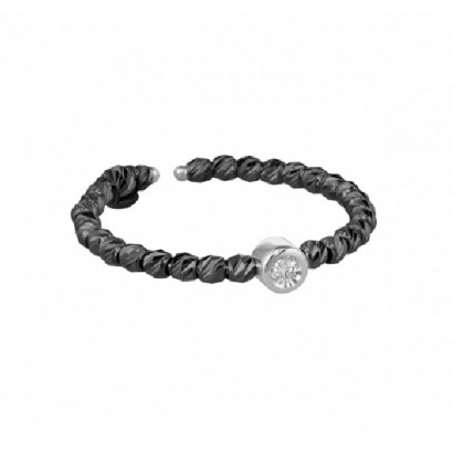 Anell or blanc 18k rodi negre 1brillant 0.02k - 01-152703N