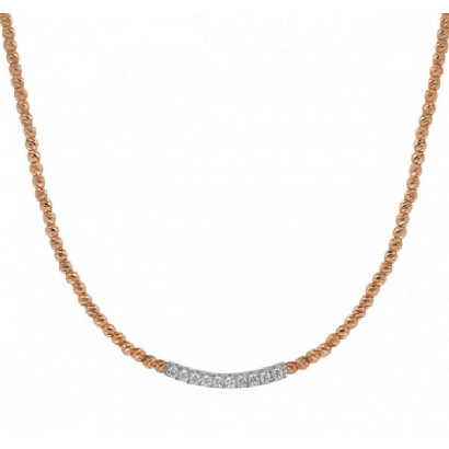 Collar or rosa-blanc 18k 10brill-0.20k 42cm - 03-153398R